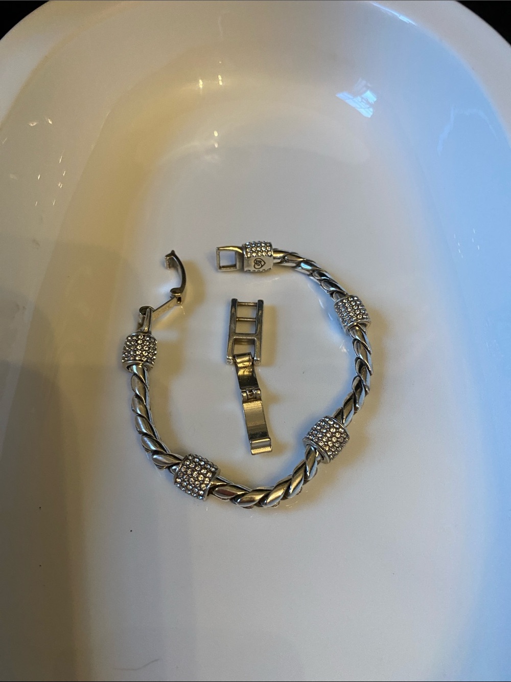 Brighton Meridian Twisted Chain Crystal studded barrel Bead Bracelet - Picture 6 of 6